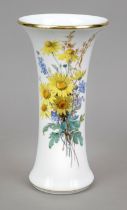 Pole vase, Meissen, Pfeiffer mark 1924-34, 2nd choice, polychrome painting with flower bouquet on