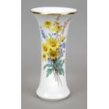 Pole vase, Meissen, Pfeiffer mark 1924-34, 2nd choice, polychrome painting with flower bouquet on