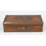 Glove box, late 19th century Rectangular body with hinged lid made of oak wood with ornamental