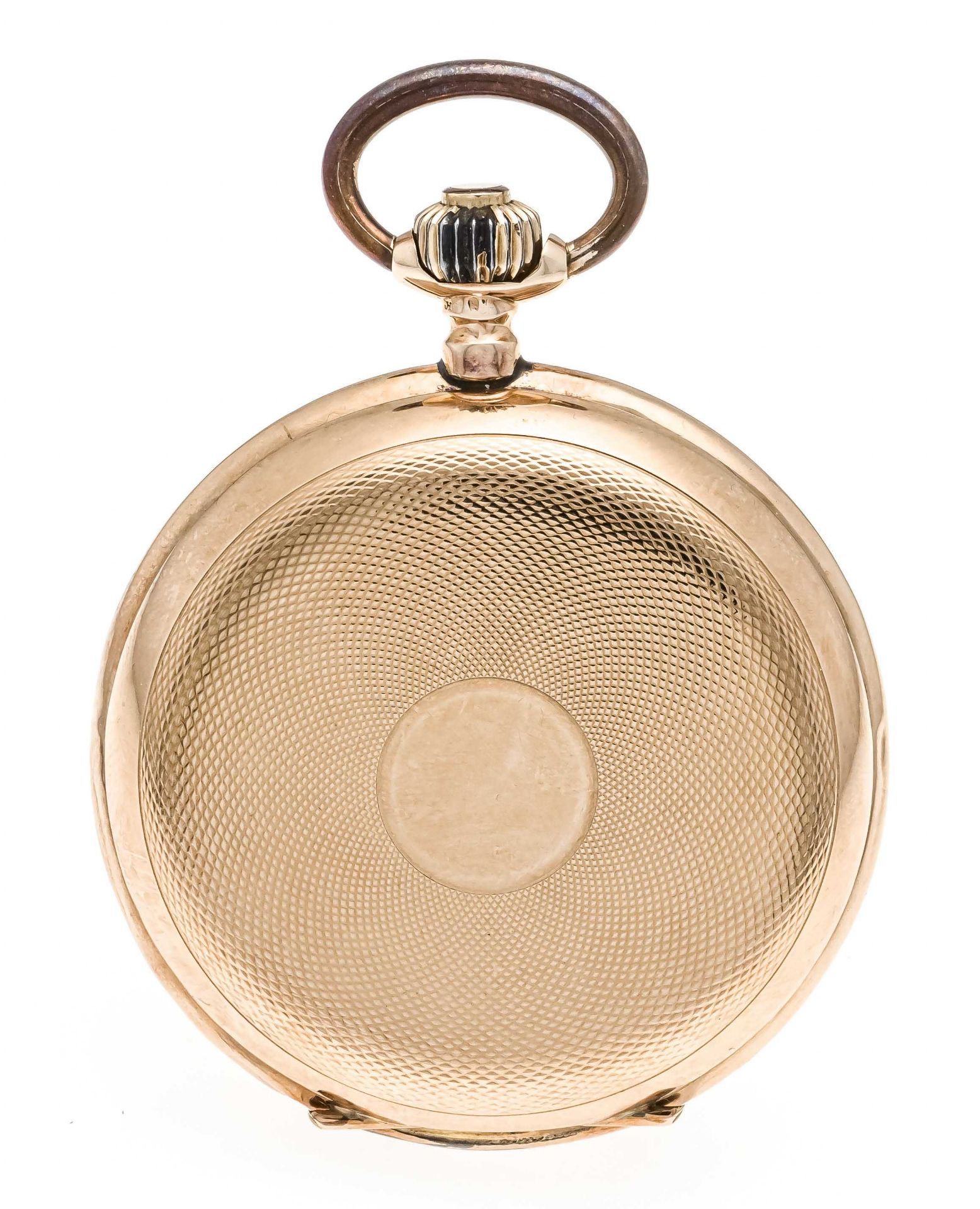 A gentleman's sprung-cap pocket watch, 585/000 GG, 2 gold covers, engine-turned case on both - Image 2 of 5