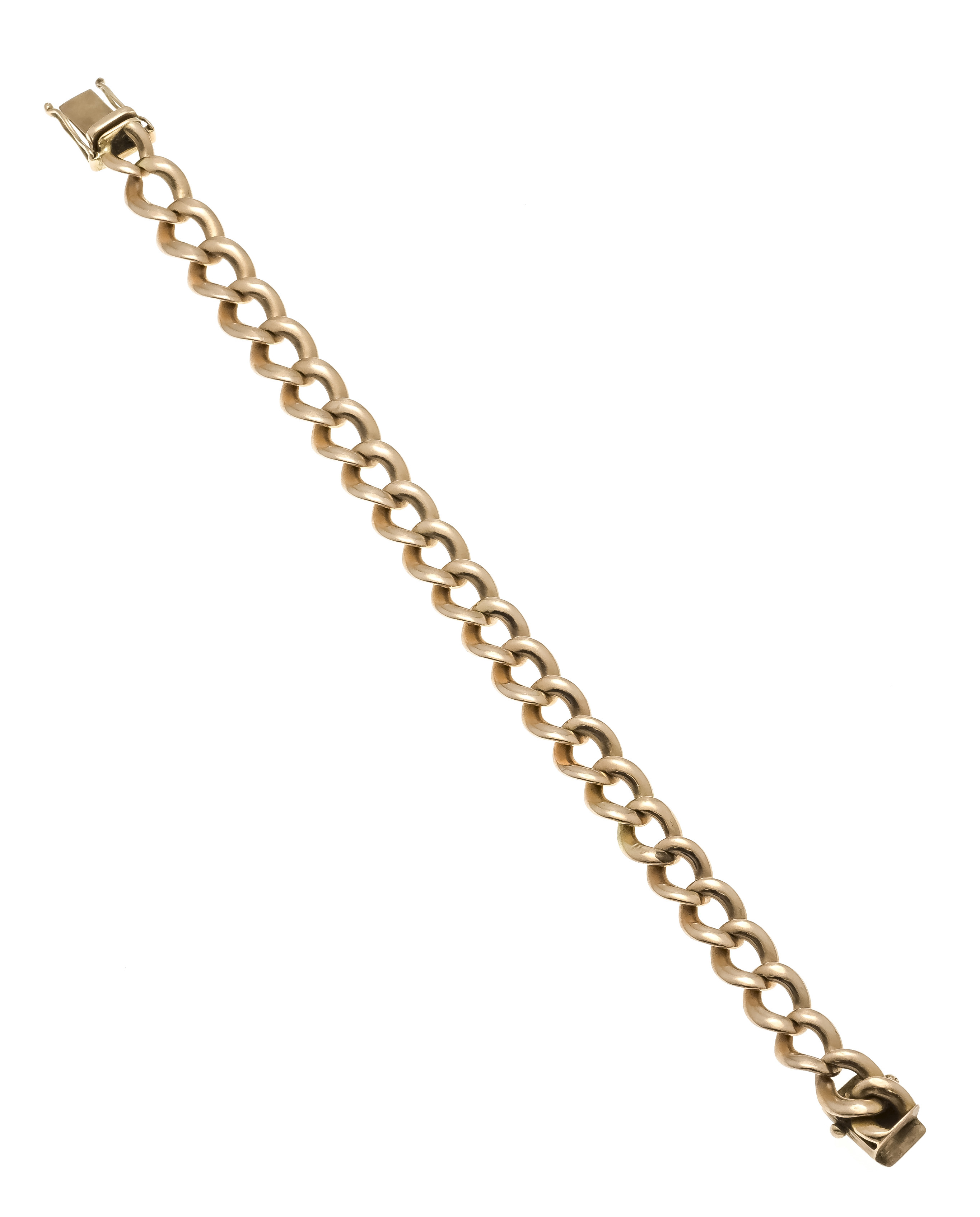 Flat curb chain bracelet circa 1920 RG 585/000, w. 9.2 mm, box clasp with 2 SI eights, l. 17.9 cm, - Image 2 of 2