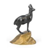 Hans Müller (1873-1937), Austrian sculptor, chamois buck, gold and black patinated bronze, signed on