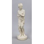 Bather in antique style, white mass casting, no. 1065, unsigned, h. 42 cm