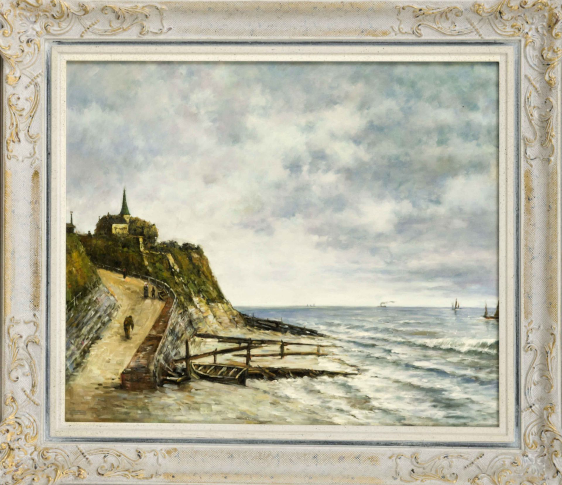 Anonymous painter of the 21st century, Breton coastal landscape in the style of the turn of the