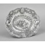 Oval openwork bowl, German, 2nd half 20th century, silver 800/000, oval stand, curved body, richly