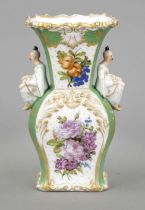 Historicism vase, w. Paris, 19th century, curved form with acanthus leaves in the releif, Chinese