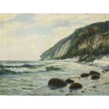 Waldemar Schlichting (1896-1970), German marine painter from Berlin. Steilküste auf Rügen, oil on