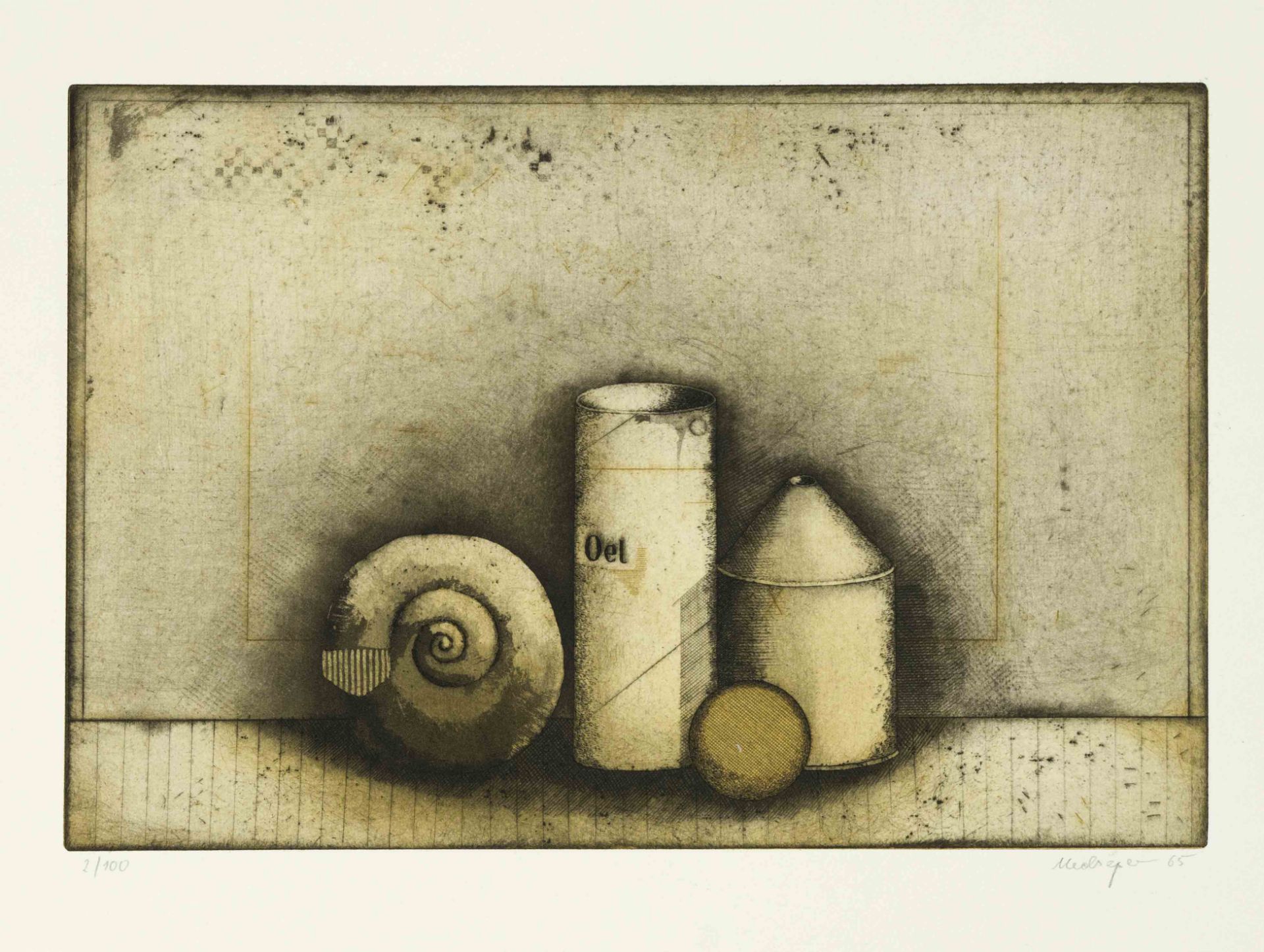 Friedrich Meckseper (1936-2019), two still lifes, color aquatint, each signed and dated (19)65 lower