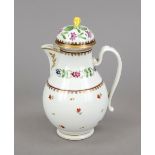 Coffee pot, Vienna, c. 1800, pear-shaped with volute handle, domed lid with pear as knob,