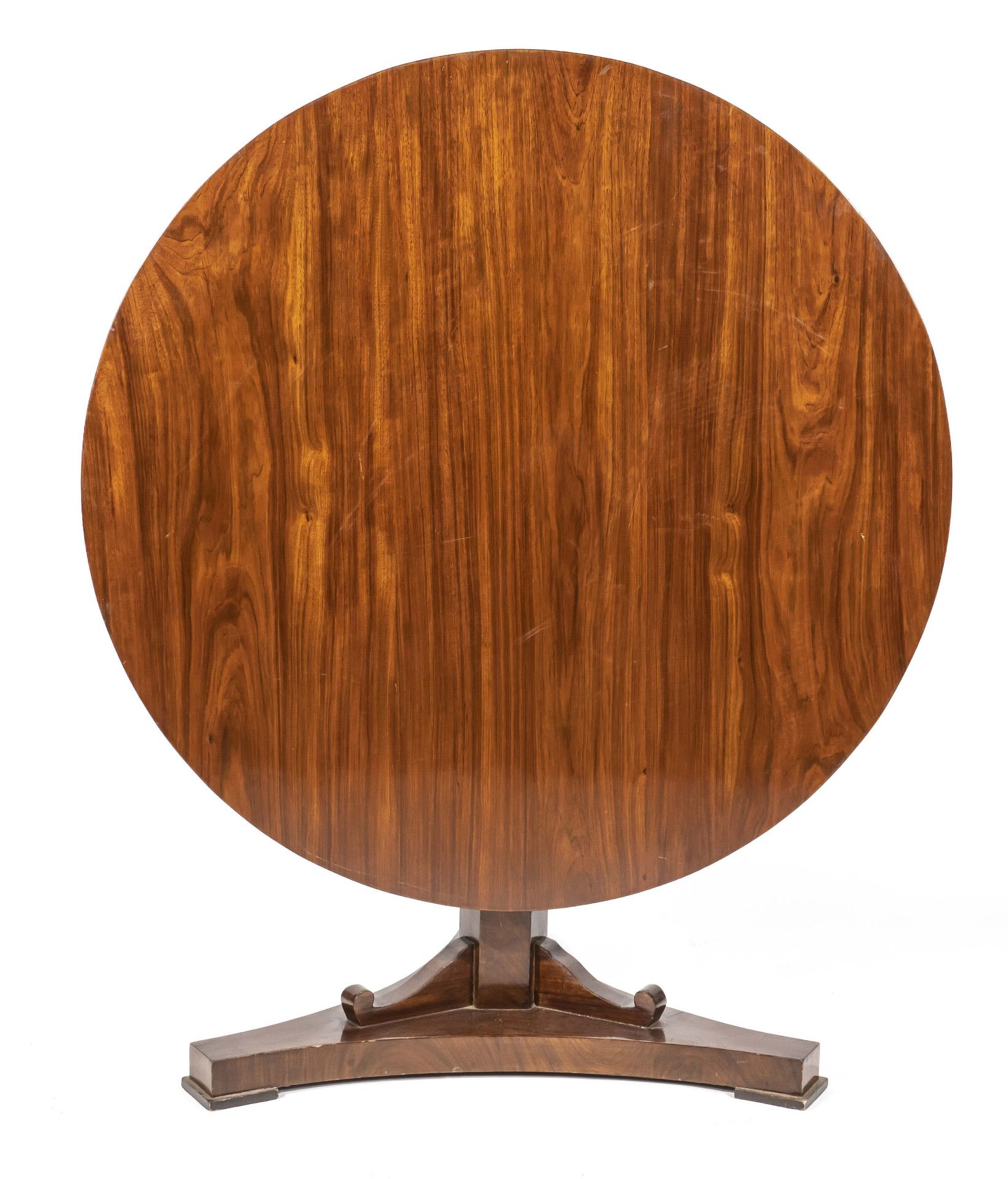 Round tea table in the Biedermeier style, late 20th century, mahogany veneer, folding top, h. 75 cm, - Image 2 of 3