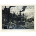 Franz August Börner (1861-1929) after Leonhard Sandrock (1867-1945), harbor scene, large-format