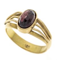 Garnet ring GG 585/000 with an oval faceted garnet 8.8 x 5.8 mm, RG 56, 4.7 g