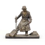 Anonymous sculptor c. 1920, steelworker, patinated bronze on terrain plinth, unsigned, h. 19 cm