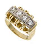 Old-cut diamond rivière ring GG/WG 585/000 with 4 old-cut diamonds, total 0.46 ct W/SI-PI, RG 55,