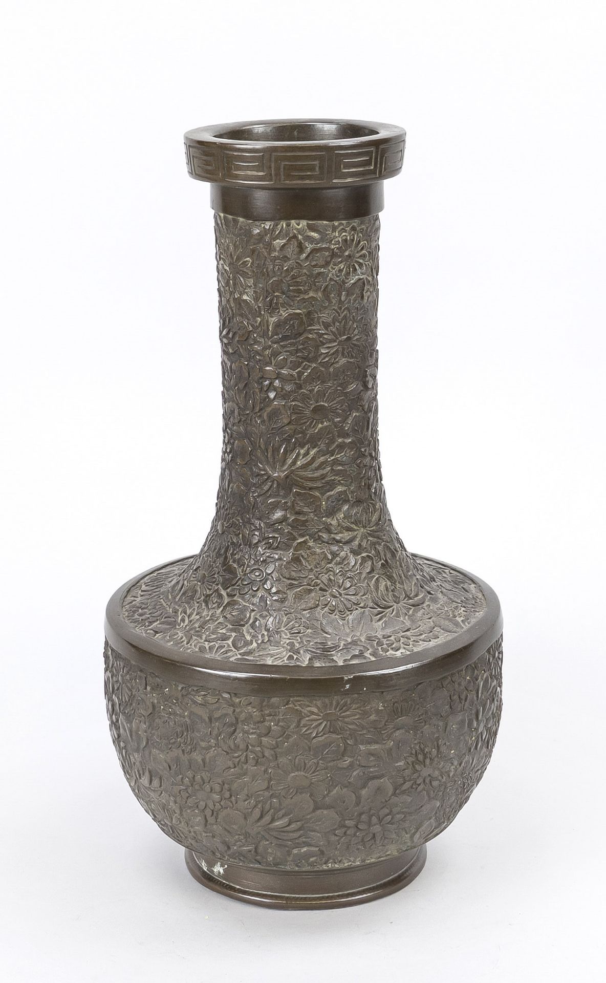 Vase with millefiori decoration, Japan c. 1900 (Meiji), bronze. Shouldered form with long, wide