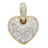 Diamond heart pendant GG/WG 750/000 with 30 pavé-set brilliant-cut diamonds, total 0.60 ct W/VS-
