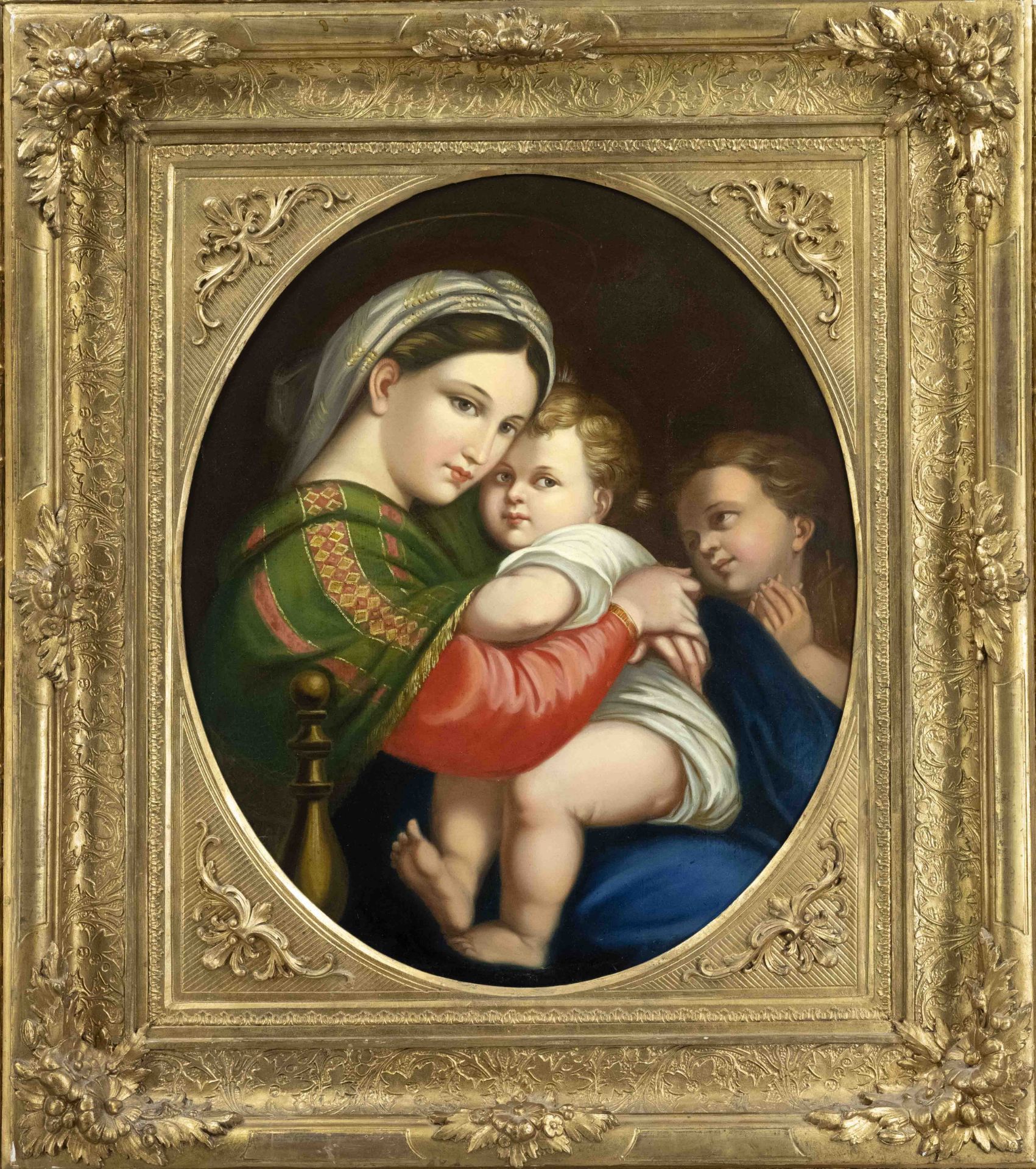 Anonymous 19th century copyist, copy after Raphael's 'Madonna della Sedia', oil/canvas, unsigned, 68