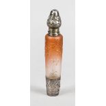 Perfume bottle with silver mount, France, early 20th century, Daum, Nancy, conical body, clear and