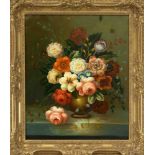 Anonymous decorative painter of the 21st century, floral still life, oil on canvas, unsigned,