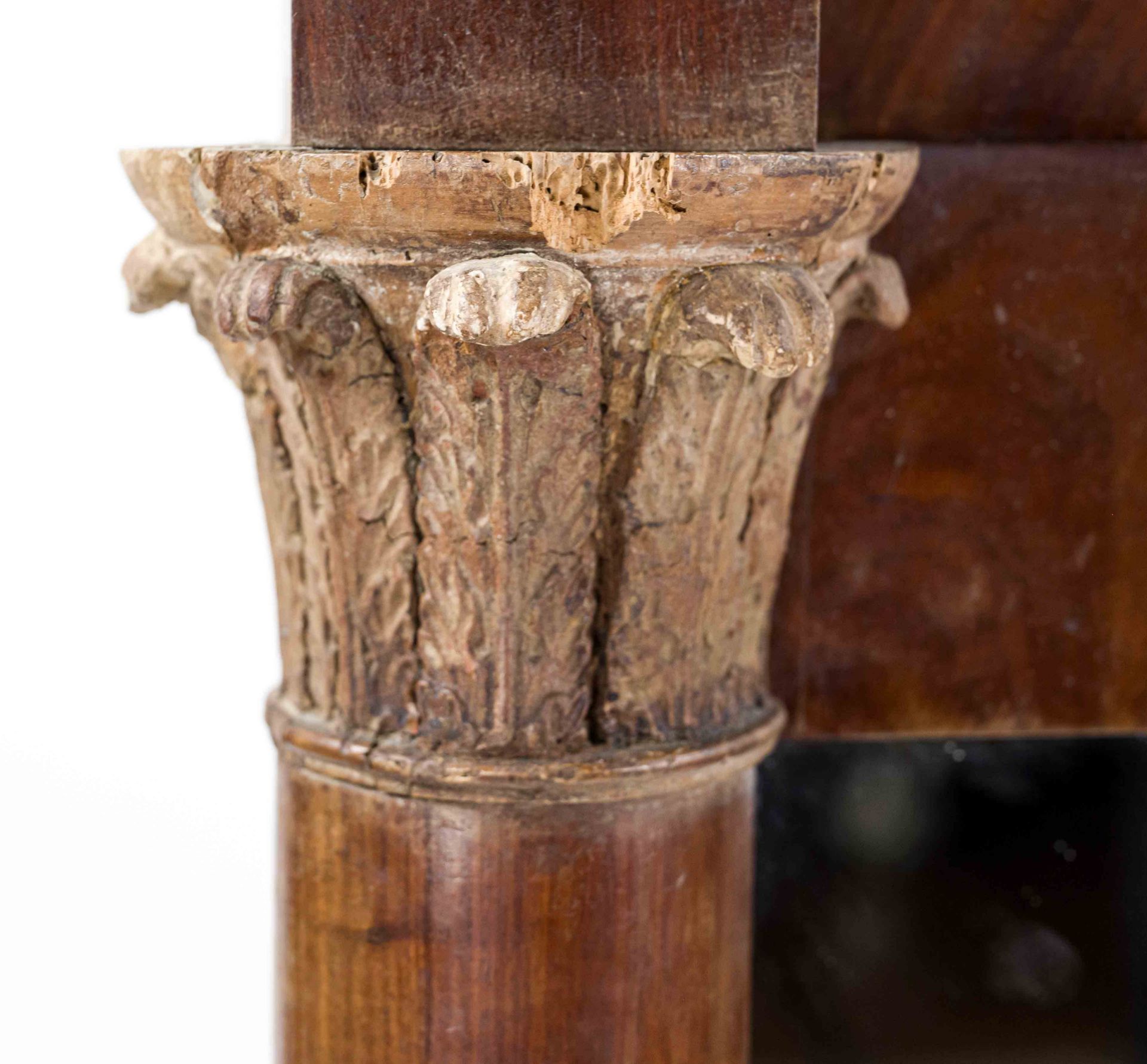 Biedermeier wall mirror, early 19th century, mahogany with thread inlay, flanked by 2 full columns - Image 2 of 2