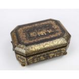 Canton lacquer box, China 2nd half 19th century (Qing). Rectangular wooden body with chamfered