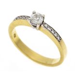 Brilliant ring GG/WG 750/000 with one brilliant-cut diamond 0.32 ct W/VS-SI and 10 brilliant-cut