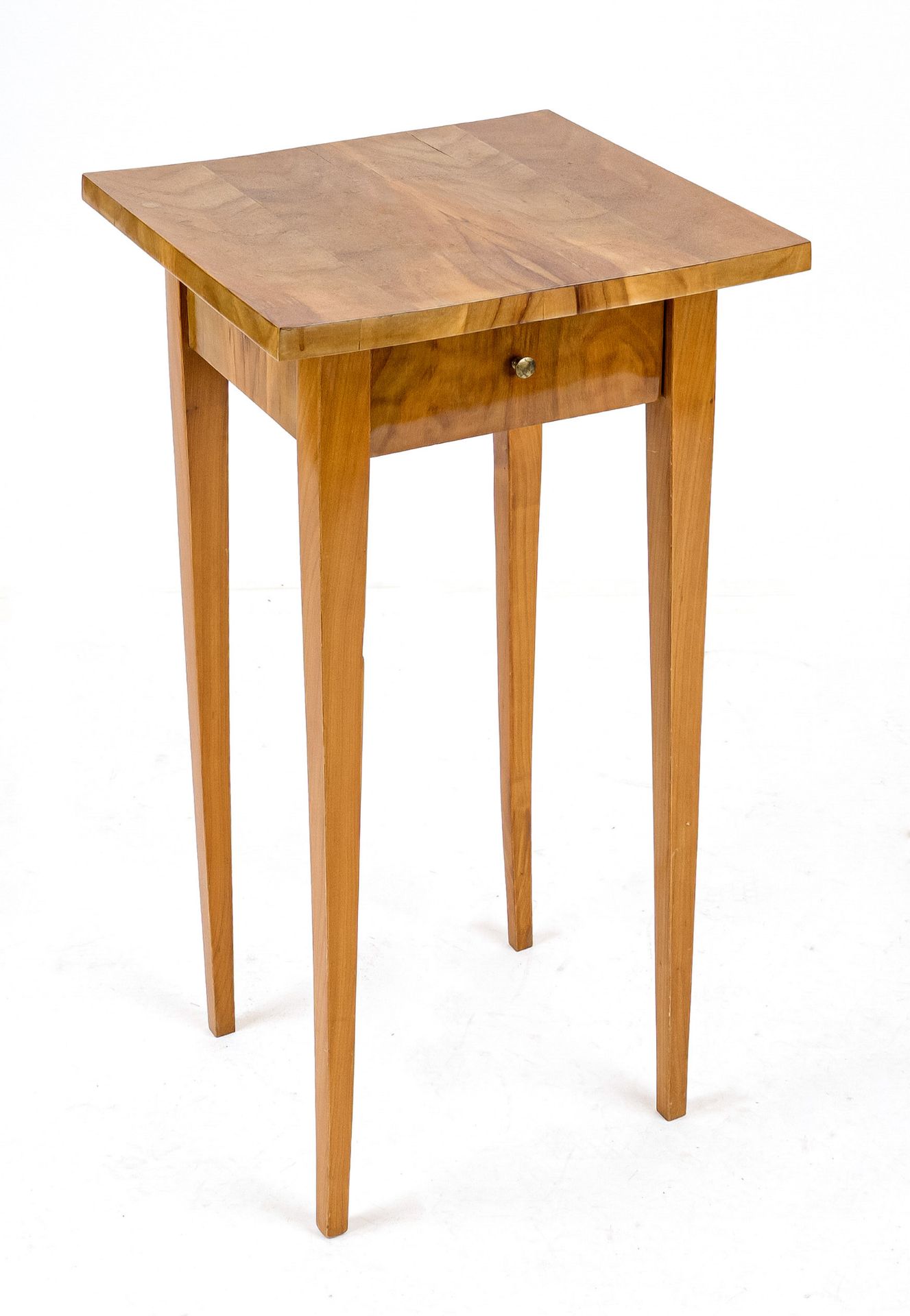 Side table in Biedermeier style, 19th century, mariage, cherry wood, frame with drawer, 76 x 39 x 39