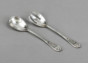 Two-piece salad servers, German, 20th century, maker's mark Koch & Bergfeld, Bremen, jeweler's