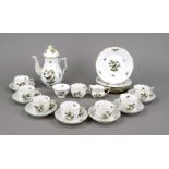 Mocha service for 5-7 persons, 23-piece, Herend, Hungary, 20th century, Ozier form, Rothschild