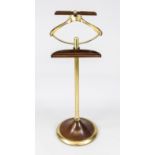 Gentleman's valet stand, probably 1930s, mahogany and brass/bronze. Heavy piece with round base,