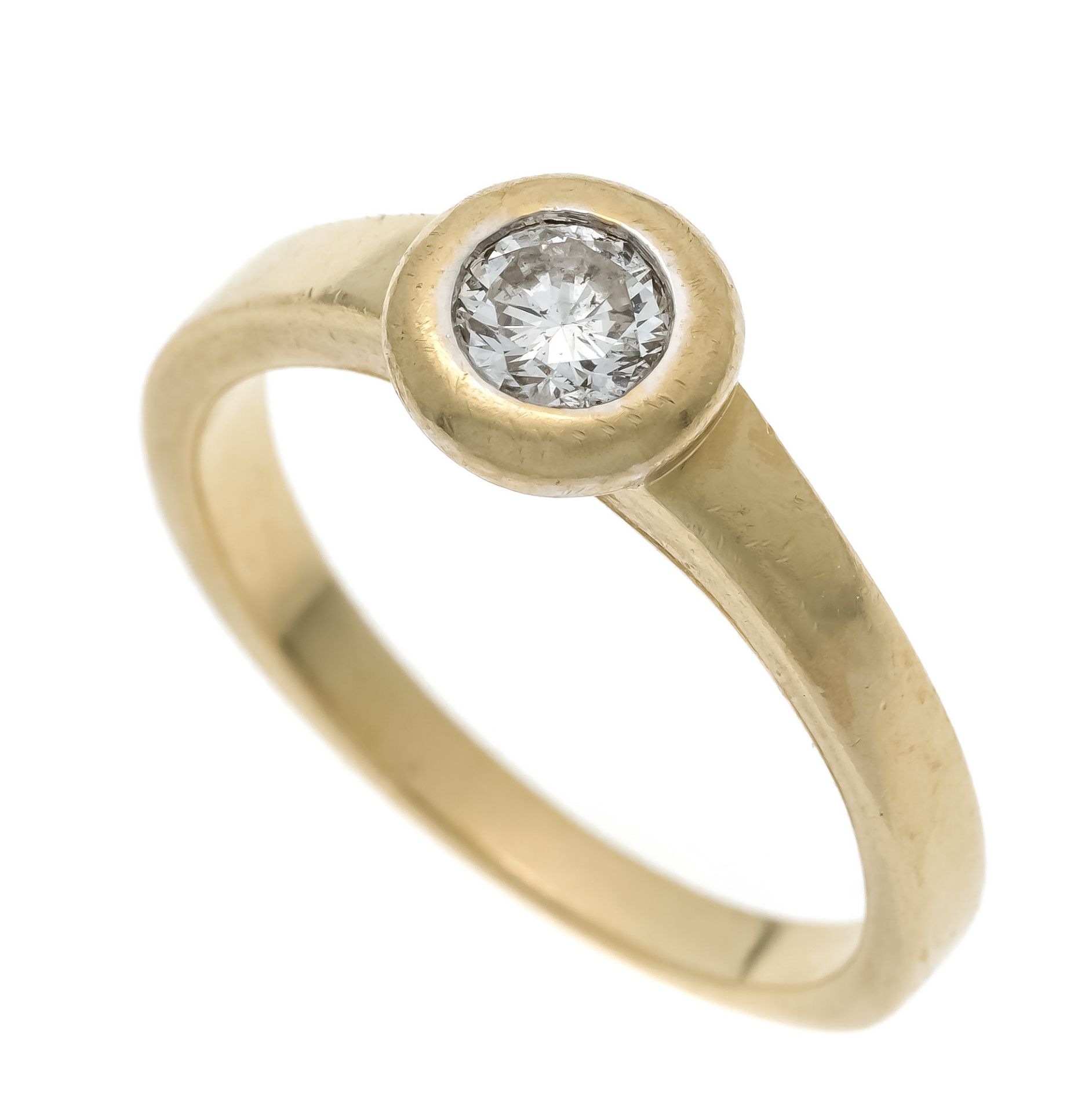 Diamond ring GG 585/000 with one brilliant-cut diamond 0.40 ct slightly tinted white/PI, RG 58, 5.