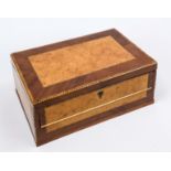 Wooden box with drawer, 19th century, birch body, veneered on all sides with bird's-eye maple and