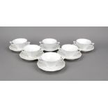 Six soup cups with saucer, Nymphenburg, mark 1910-75, shape Perl, design by Dominikus Auliczek 1792,