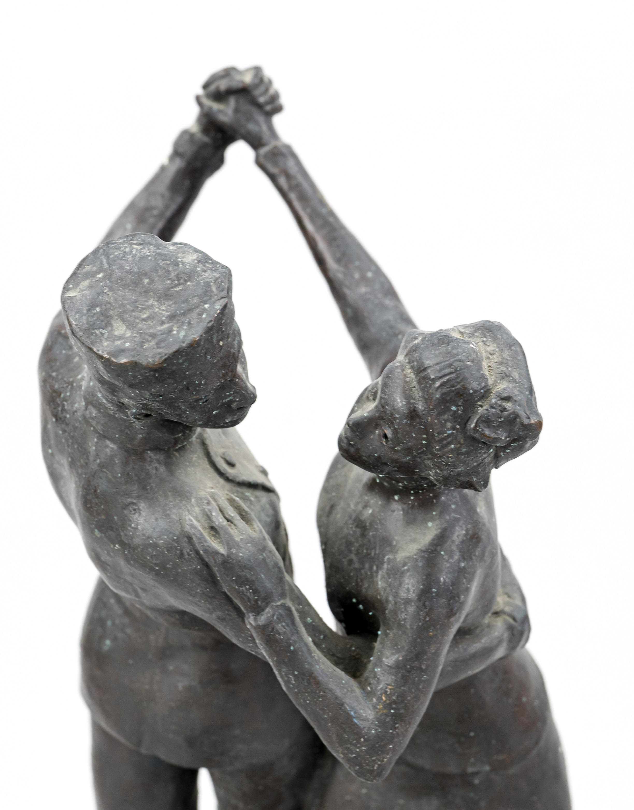 Anonymous sculptor, c. 1900, couple dancing on ice with skates, patinated bronze on marble plinth, - Image 2 of 2
