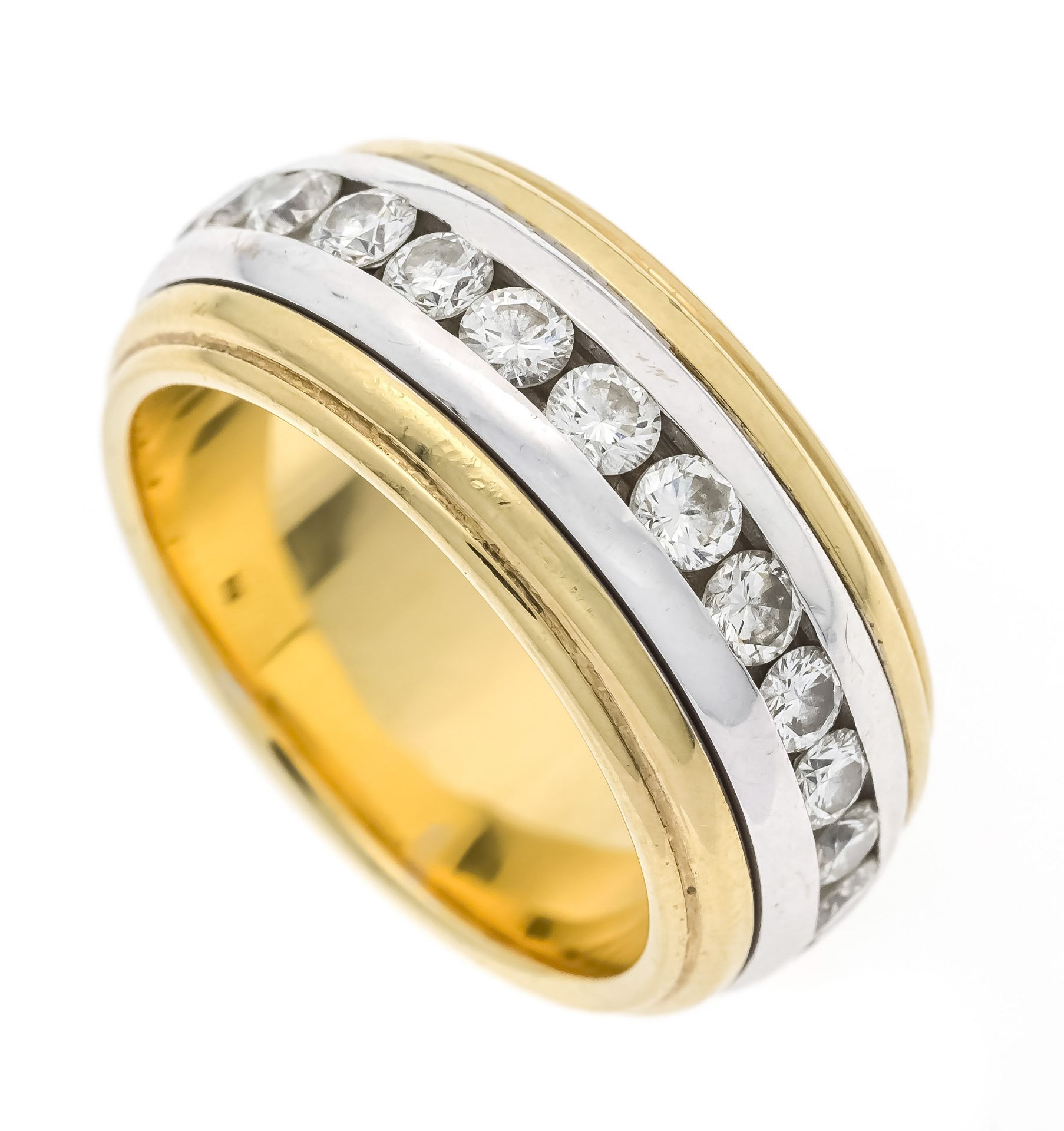 Eternity brilliant-cut diamond twist ring GG/WG 750/000 with 25 brilliant-cut diamonds, total 1.75