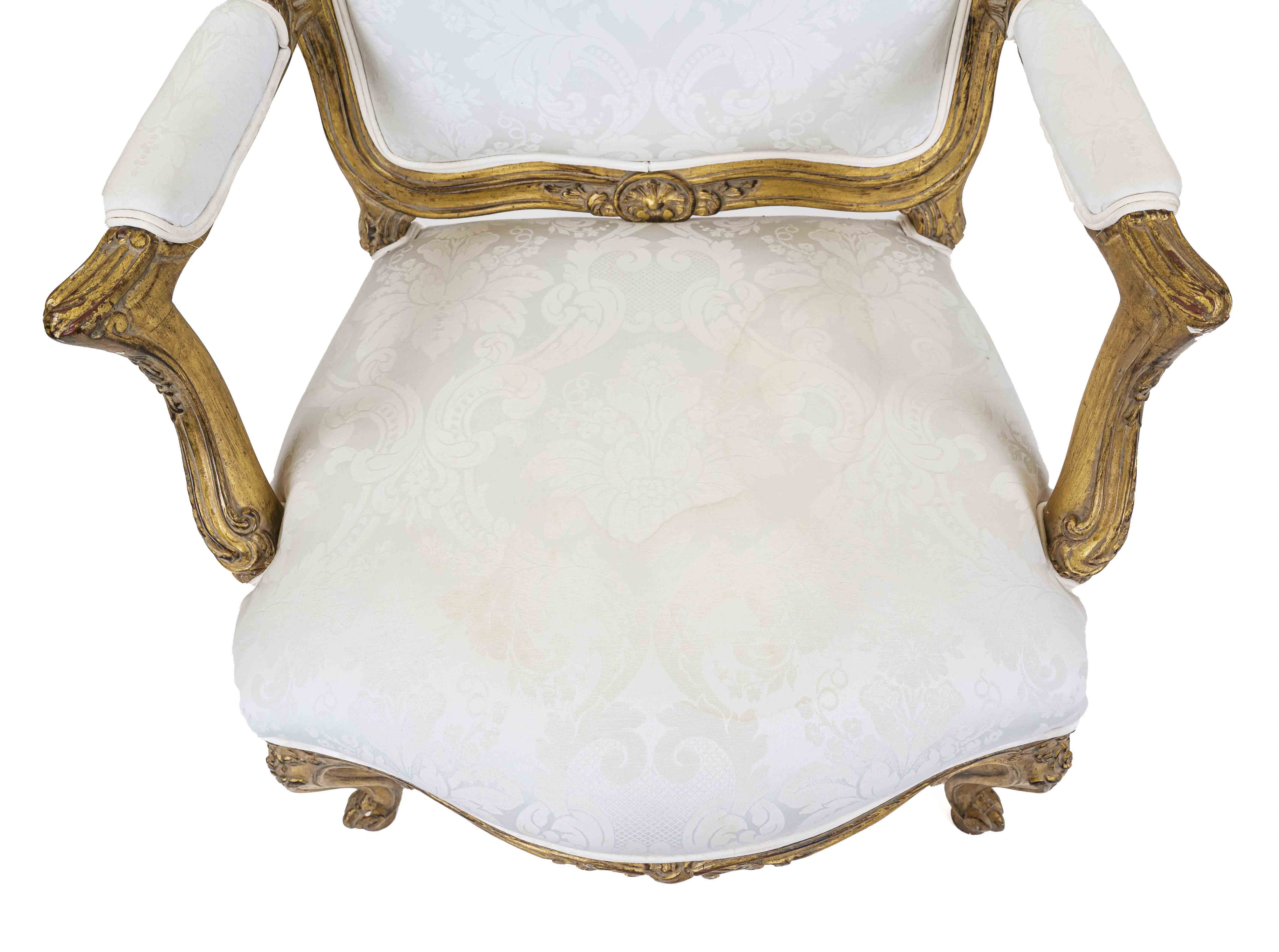 Louis Quinze style armchair, 19th century, carved and gilded beech wood, backrest with rocaille - Image 3 of 3