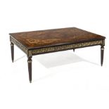 Coffee table in Louis-Seize style, late 20th century, mahogany veneered and inlaid with other