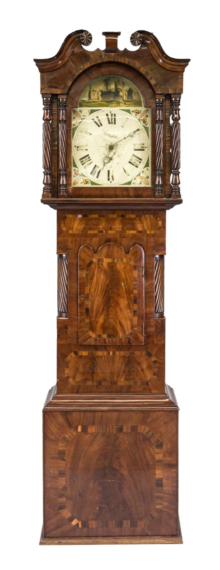 Grandfather clock, indistinctly signed, 1st half 19th century, mahogany, very beautiful Fournier