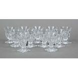 Eleven shot glasses, Czechoslovakia, 2nd half 20th century, Moser, Karlovy Vary, square base,