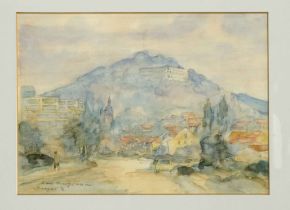 Benno Breyer (1939-2013), View of Homburg / Saar, watercolor over pencil on paper, signed and