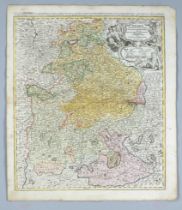 Historical map of Bavaria, ''Bavariae Circulus et Electoratus'', partly col. Copper engraved map