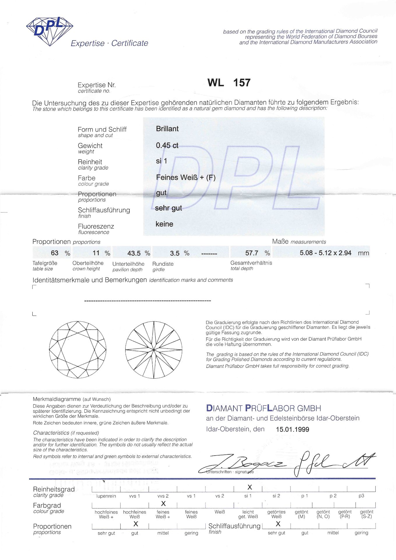 Brillant 0,45 ct Feines Weiß+ ( - Bild 2 aus 2