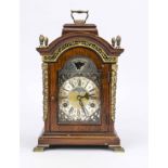 Table clock, 2nd half 20th century, marked Warmink, mahogany, florally engraved brass dial with