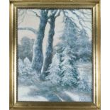 Danish painter 1st half 20th century, Winter Forest, oil on canvas, illegibly signed ''Emil H...''