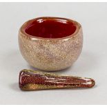 Mortar with pestle, Italy, 2nd half 20th century, Venini, Murano, hemispherical form, mouth with