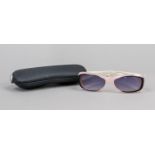 Chanel, sunglasses, powder-coloured plastic frame with black accents, violet tinted lenses with