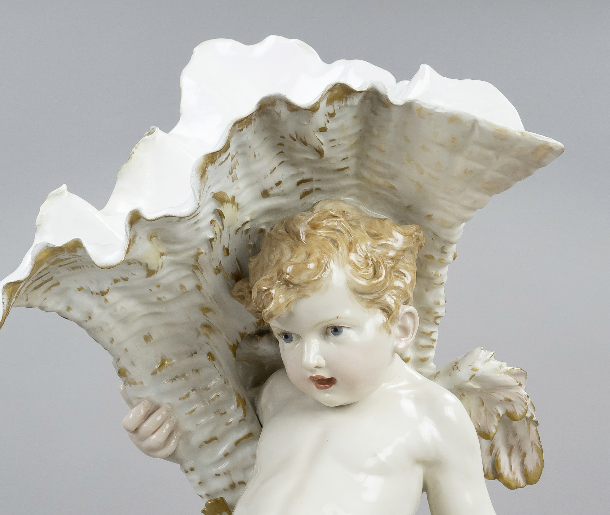 Cupid with cornucopia, KPM Berlin, late 19th century, 1st W:, red imperial orb mark, figural vase, - Image 2 of 3