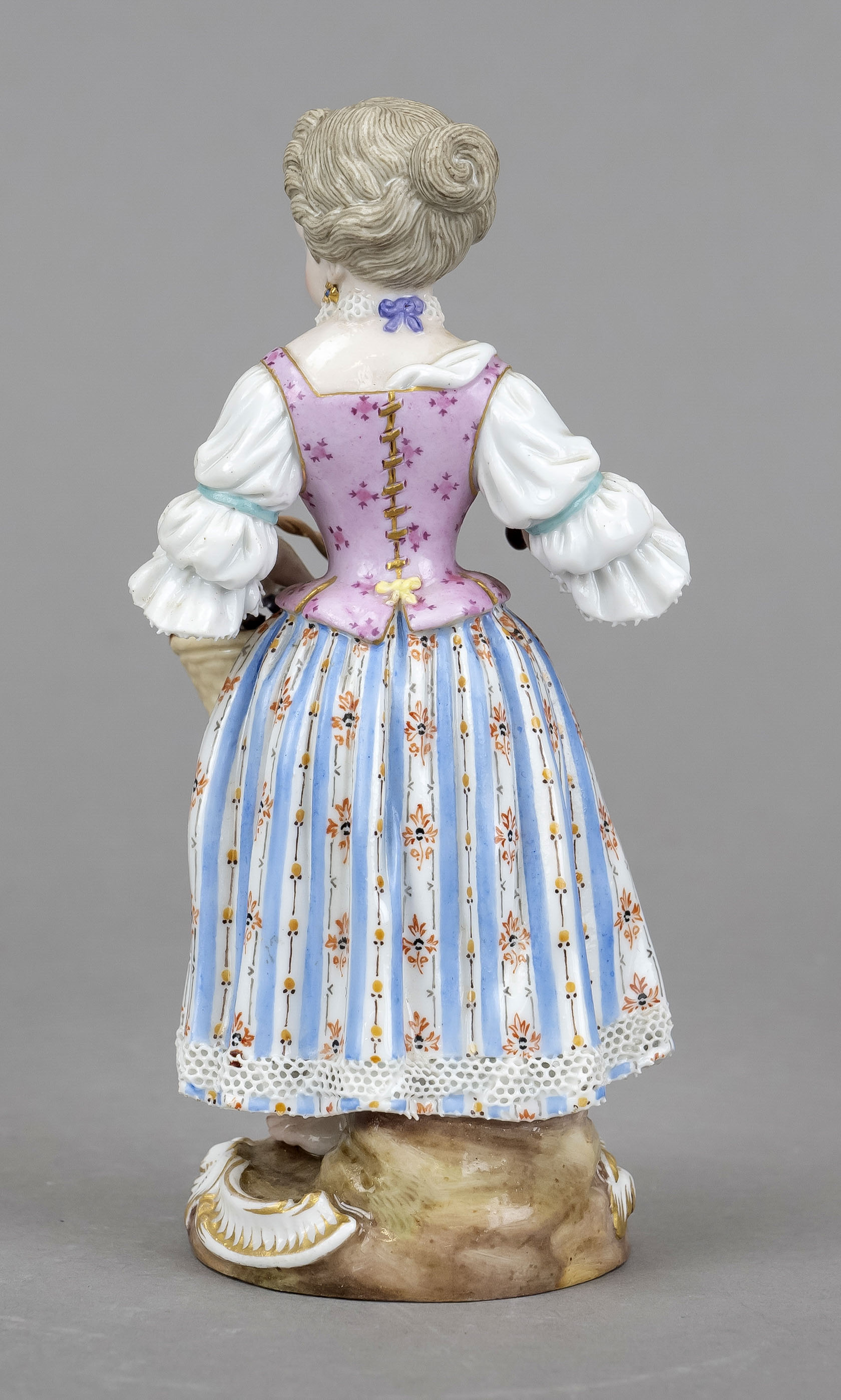 Gardener's Girl with Basket of Flowers, Meissen, 1850-1924, 1st choice, designed by Johann Joachim - Image 2 of 2