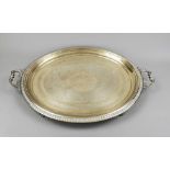 A very large oval tray, German, c. 1900, maker's mark WMF, Geislingen, ostrich mark, plated, on 4