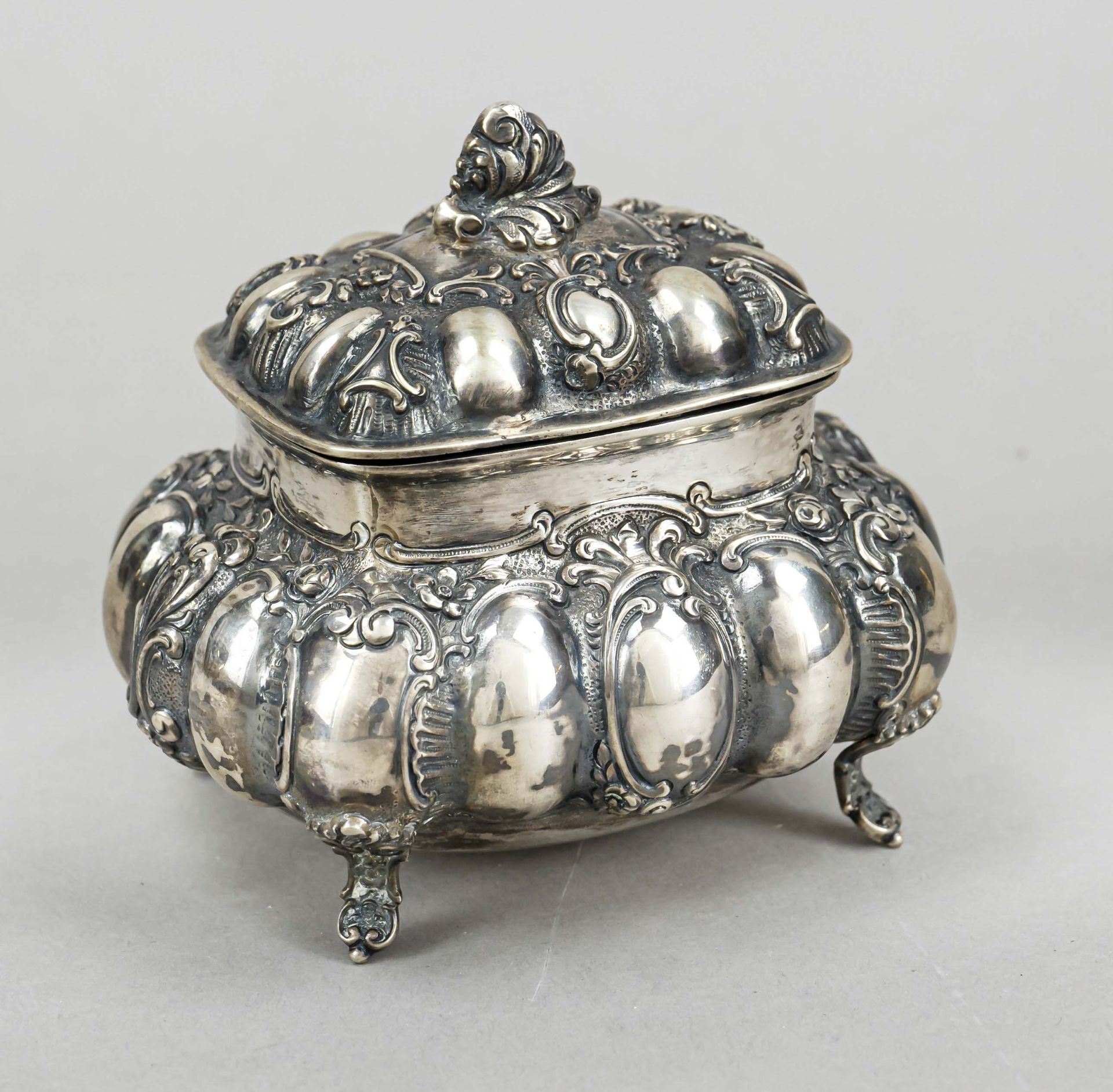 Rectangular lidded sugar bowl, German, 20th century, maker's mark Adam Manns & Sohn, Dörnigheim,